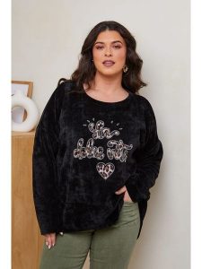 Curvy Lady Sweter w kolorze czarnym rozmiar: 48/50. Czarne swetry oversize Curvy Lady, z aplikacjami, ze splotem, bez ramiączek. Za 127,35 zł.