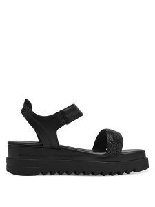 Marco Tozzi Sandały w kolorze czarnym rozmiar: 41. Czarne sandały Marco Tozzi, bez wzorów, z otwartym noskiem, bez obcasa, na platformie, bez zapięcia. Za 141,19 zł.