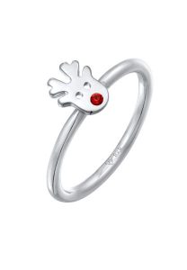 Elli Damski świąteczny renifer z kryształem ze srebra próby 925 Sterling Silver Pierścionki 1 ct. Szare pierścionki Elli, srebrne. Za 123,99 zł.