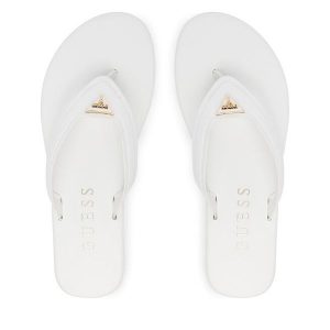Japonki Guess. Białe klapki Guess, z aplikacjami, bez obcasa. Za 145,99 zł.