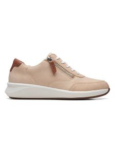 Clarks Skórzane sneakersy "Un Rio Zip" w kolorze beżowym rozmiar: 40. Brązowe trampki Clarks, bez wzorów, bez zapięcia. Za 233,26 zł.