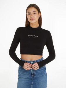 TOMMY JEANS Koszulka w kolorze czarnym rozmiar: M. Czarne bluzki Tommy Jeans, m, bez wzorów, z jeansu, bez kołnierzyka, bez ramiączek. Za 105,38 zł.