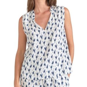 Koszulka damska Le Temps des cerises Rosita. Niebieskie bluzki Le Temps Des Cerises, bez wzorów, bez kołnierzyka, bez ramiączek. W wyprzedaży za 206,00 zł.