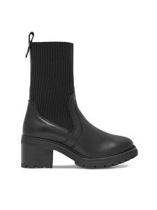 Sergio Bardi Botki EST-C1062-01SB Czarny. Czarne botki Sergio Bardi, bez wzorów, z materiału, bez obcasa, na słupku, bez zapięcia. Za 174,99 zł.