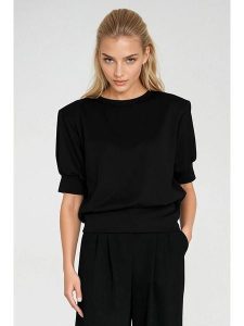 Nife Koszulka w kolorze czarnym rozmiar: 42. Czarne bluzki Nife, bez wzorów, bez kołnierzyka, bez ramiączek. Za 208,83 zł.