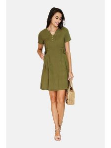 Le Jardin du Lin Sukienka w kolorze khaki rozmiar: 40. Brązowe sukienki Le jardin du lin, bez wzorów, klasyczne, bez kołnierzyka, bez ramiączek, mini. Za 151,95 zł.