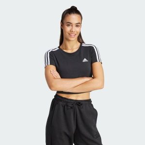 Koszulka Essentials 3-Stripes. Białe bluzki ADIDAS, l, bez wzorów, eleganckie, bez kołnierzyka, bez ramiączek. Za 89,99 zł.