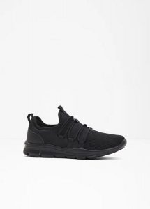 Sneakersy z miękkiego materiału. Czarne buty sportowe bonprix, bez wzorów, bez zapięcia. Za 114,99 zł.