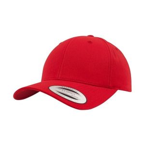 Klasyczna Czapka Snapback Z Zakrzywionym Daszkiem. Czerwone czapki FLEXFIT, bez wzorów, klasyczne. Za 67,99 zł.