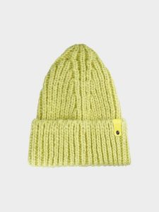 4F Czapka beanie damska - khaki M. Brązowe czapki 4f, bez wzorów, z dzianiny, klasyczne. Za 59,99 zł.