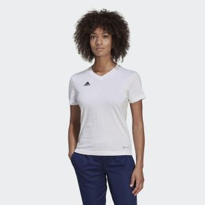 Koszulka Entrada 22. Czarne bluzki ADIDAS, bez wzorów, sportowe, bez kołnierzyka, bez ramiączek. Za 75,00 zł.