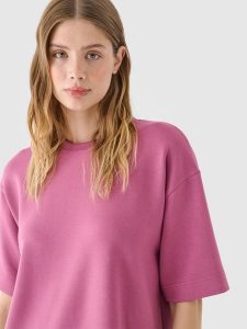 4F T-shirt regular z modalem damski - różowy XL. Czerwone t-shirty 4f, xl, bez wzorów, z dzianiny, bez kołnierzyka, bez ramiączek. W wyprzedaży za 39,99 zł.