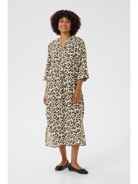 Kaffe Lniana sukienka w kolorze beżowym rozmiar: S/M. Brązowe sukienki Kaffe, na co dzień, m, bez wzorów, ze lnu, bez kołnierzyka, bez ramiączek, maxi, proste. Za 173,99 zł.
