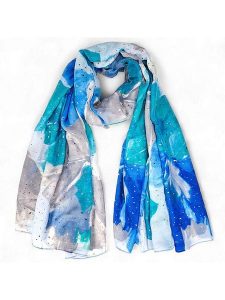 MENTHE À L'O Szal w kolorze turkusowo-niebiesko-szarym - 170 x 85 cm rozmiar: onesize. Niebieskie szaliki MENTHE À L'O, bez wzorów, z bawełny. Za 127,95 zł.