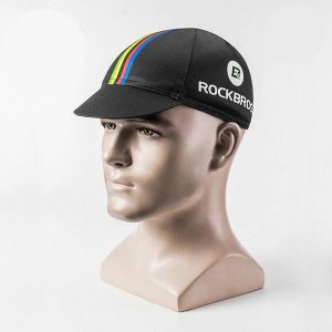 Czapka kolarska z daszkiem pod kask Rockbros MZ10006. Czarne czapki ROCKBROS, bez wzorów, z materiału, sportowe. Za 19,99 zł.