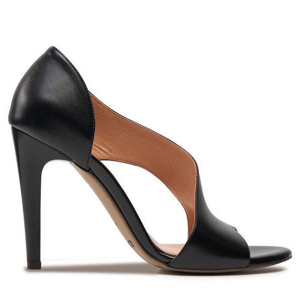 Sandały R.Polański. Czarne sandały R.Polański, bez wzorów, bez obcasa, na szpilce, bez zapięcia. Za 419,99 zł.