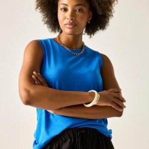 Damski top bez rękawów Fariene Cotton. Niebieskie topy Regatta, m, bez wzorów, z bawełny, bez kołnierzyka, bez ramiączek. Za 145,00 zł.