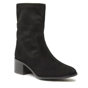 Botki Lasocki. Czarne botki Lasocki, bez wzorów, bez obcasa, na słupku, bez zapięcia. Za 269,99 zł.