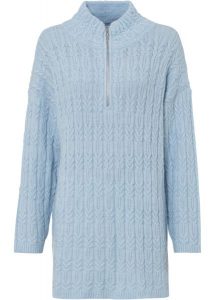 Długi sweter we wzór w warkocze. Szare długie swetry bonprix, bez kołnierzyka. Za 119,99 zł.