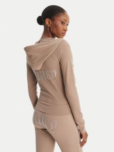 Juicy Couture Bluza Oola JCWAS126306 Beżowy Slim Fit. Brązowe bluzy Juicy Couture, m, bez wzorów, z bawełny, bez kaptura. Za 398,99 zł.