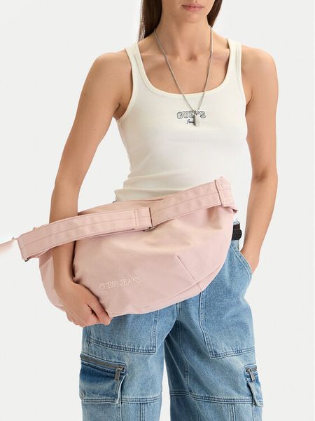 Guess Jeans Torebka CWBEO-GUESS-M-002-09 Różowy. Czerwone torebki klasyczne Guess Jeans, z aplikacjami, z jeansu, bez dodatków. Za 199,99 zł.