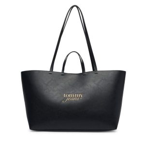Torebka Tommy Jeans. Czarne shopper bag Tommy Jeans, bez wzorów, z jeansu, bez dodatków. Za 449,99 zł.