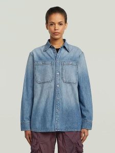 G-Star Koszula dżinsowa - Regular fit - w kolorze niebieskim rozmiar: XL. Niebieskie koszule G-Star, xl, bez wzorów, z bawełny, bez kołnierzyka, bez ramiączek. Za 184,46 zł.