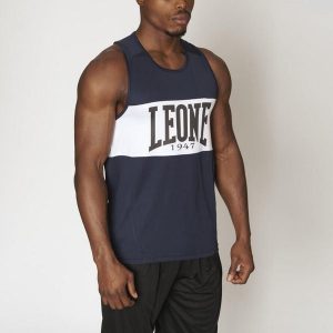 Tank top treningowy LEONE 1947 Shock Boxing. Niebieskie topy LEONE 1947, m, bez wzorów, sportowe, bez kołnierzyka, bez ramiączek. Za 109,99 zł.
