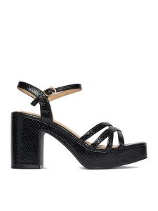 DeeZee Sandały CEO-LCCC1511-1 Czarny. Czarne sandały DeeZee, bez wzorów, z materiału, bez obcasa, na słupku, bez zapięcia. Za 139,99 zł.