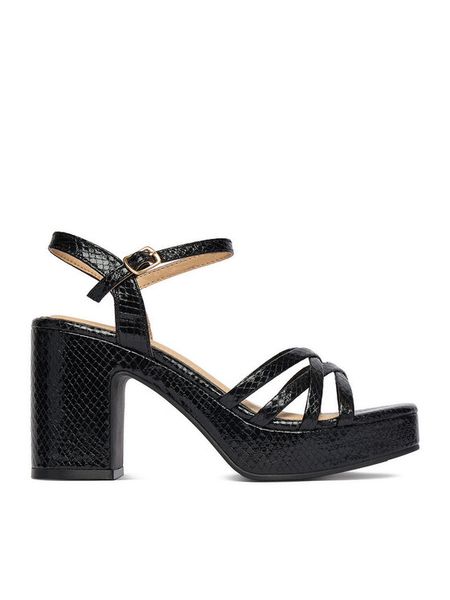 DeeZee Sandały CEO-LCCC1511-1 Czarny. Czarne sandały DeeZee, bez wzorów, z materiału, bez obcasa, na słupku, bez zapięcia. Za 139,99 zł.