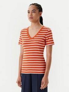 Tommy Hilfiger T-Shirt New Cody WW0WW40584 Pomarańczowy Slim Fit. Brązowe t-shirty TOMMY HILFIGER, l, bez wzorów, z bawełny, bez kołnierzyka, bez ramiączek. Za 139,99 zł.