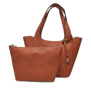 Torebka Guess. Brązowe torebki klasyczne Guess, z aplikacjami, bez dodatków. Za 439,99 zł.