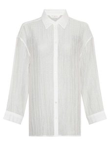 MOSS COPENHAGEN Bluzka w kolorze białym rozmiar: M/L. Białe bluzki Moss Copenhagen, l, bez wzorów, bez kołnierzyka, bez ramiączek. Za 144,92 zł.