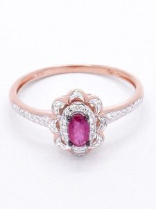 Maison héritage PARIS Złoty pierścionek "Hasna" z diamentami i rubinem rozmiar: 56. Różowe pierścionki Maison héritage PARIS, z diamentem, złote. Za 1 935,99 zł.