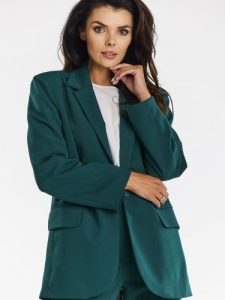 Żakiet Model A676 Bottle Green - awama. Zielone marynarki i żakiety Awama, l, bez wzorów, z elastanu, eleganckie. Za 481,46 zł.
