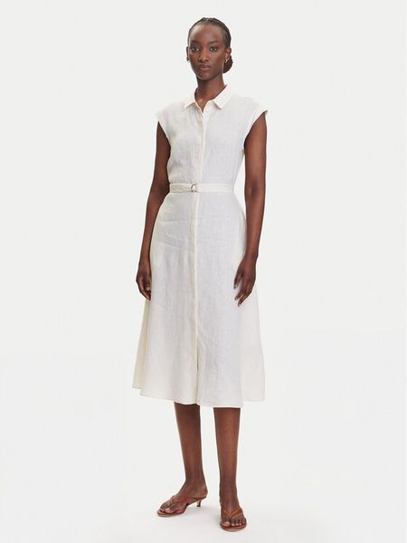 Marella Sukienka koszulowa Rodesia 2515221262 Écru Regular Fit. Kombinezony Marella, bez wzorów, ze lnu, bez kołnierzyka, bez ramiączek. Za 469,99 zł.