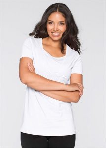 T-shirt ciążowy i do karmienia, 2 w 1 (2 szt.). Czarne t-shirty bonprix, bez wzorów, z dżerseju, bez kołnierzyka, moda ciążowa, bez ramiączek. Za 132,99 zł.