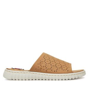 Klapki Go Soft. Brązowe klapki Go Soft, bez wzorów, bez obcasa. Za 119,99 zł.