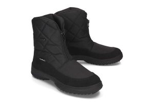 MANITU 990414-1 schwarz, śniegowce damskie. Czarne buty zimowe Manitu, z polaru, bez obcasa, bez zapięcia. Za 659,90 zł.