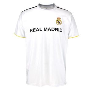 Koszulka kibica Realu Madryt 25-26, replika. Białe bluzki REAL MADRID, bez wzorów, sportowe, bez kołnierzyka, bez ramiączek. W wyprzedaży za 163,99 zł.