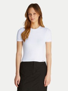 Calvin Klein Jeans T-Shirt J20J225239 Biały Slim Fit. Białe t-shirty Calvin Klein Jeans, s, bez wzorów, z bawełny, bez kołnierzyka, bez ramiączek. Za 129,99 zł.