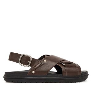 Sandały EMU Australia. Brązowe sandały EMU Australia, bez wzorów, bez obcasa, na płaskiej podeszwie, bez zapięcia. Za 469,99 zł.