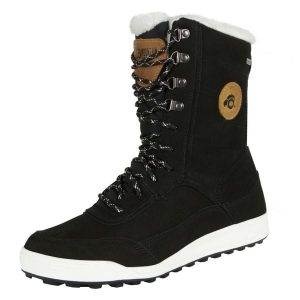 Damskie futrzane buty zimowe z wełny jagnięcej. Czarne buty trekkingowe GUGGEN MOUNTAIN, z futra, bez zapięcia. Za 734,36 zł.