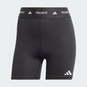 Krótkie legginsy TECHFIT. Czarne legginsy ADIDAS, bez wzorów, z elastanu, z podwyższonym stanem, krótkie. Za 119,00 zł.