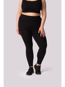 Spaio Legginsy sportowe "Ribbed" w kolorze czarnym rozmiar: 3XL. Czarne legginsy Spaio, xl, bez wzorów, z materiału, z podwyższonym stanem, outdoorowe. Za 126,99 zł.
