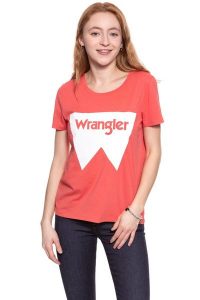 WRANGLER T SHIRT DAMSKI FESTIVAL TEE SPICED CORAL W7016EV6Y 112130891. Pomarańczowe t-shirty Wrangler, xs, bez wzorów, bez kołnierzyka, bez ramiączek. W wyprzedaży za 39,99 zł.