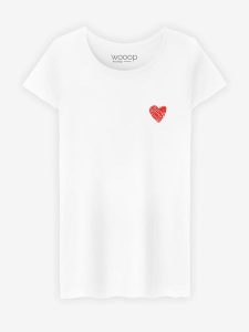 WOOOP Koszulka "Little Heart " w kolorze białym rozmiar: S. Białe bluzki Wooop, s, bez wzorów, z bawełny, bez kołnierzyka, bez ramiączek. Za 65,85 zł.