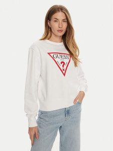 Guess Bluza W2YQ16 KBA11 Biały Relaxed Fit. Białe bluzy Guess, xs, z aplikacjami, z bawełny, bez kaptura. Za 179,99 zł.