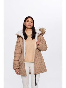 Bébé Kurtka zimowa w kolorze jasnobrązowym rozmiar: XL. Brązowe kurtki Bébé, na zimę, xl, bez wzorów, z puchu, bez kaptura. Za 217,53 zł.