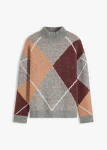 Sweter oversize. Szare swetry klasyczne bonprix, bez wzorów, bez ramiączek. Za 139,99 zł.
